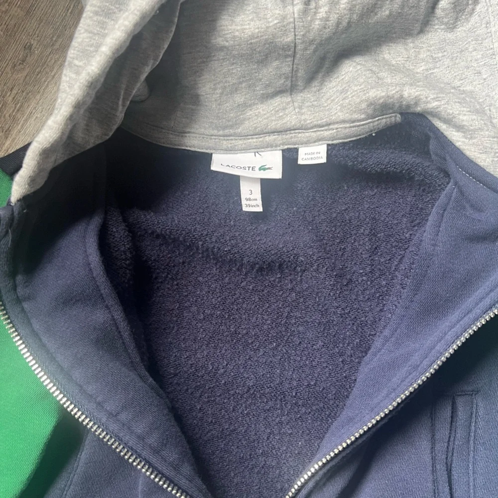 Lacoste Green and Blue Color-Blocked Hoodie - Picture 3 of 4